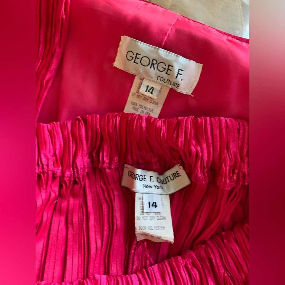 STUNNING VTG George F. Couture Hot Pink 2PC Evening Suit Set - Picture 9 of 10